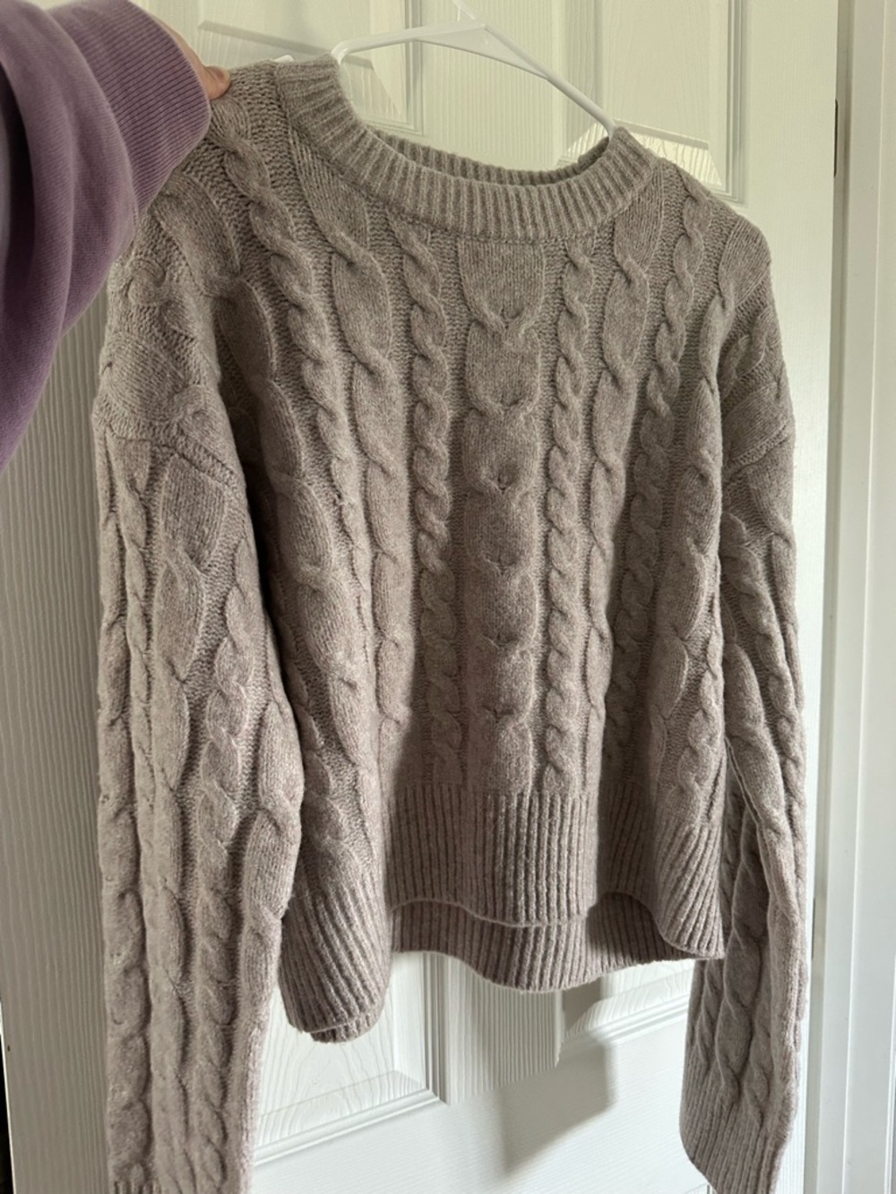 Universal Thread Taupe Cable Crew Neck Sweater